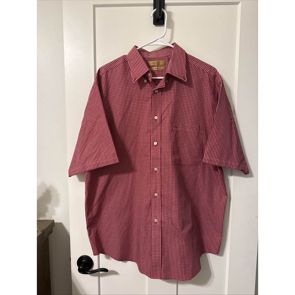 Turnbury Red And White Checkered Short-sleeve Shirt Large